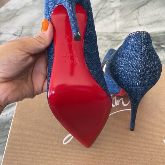 CHRISTIAN LOUBOUTIN Denim 36 heels - Picture 6 of 7